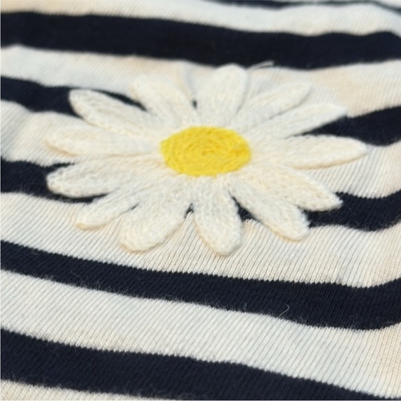 Talbots | Daisy Stripe Drop Shoulder Crewneck Tee in White Blue Size L Large - Picture 10 of 10